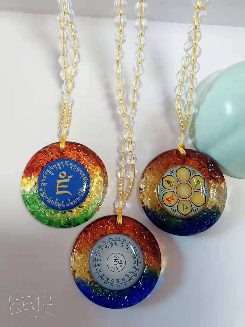 3PCS GIFT Pocket travel efficacious the Buddha Guanyin Bodhisattva talisman Om mani padme hum Mantra Crystal Pendant Amulet