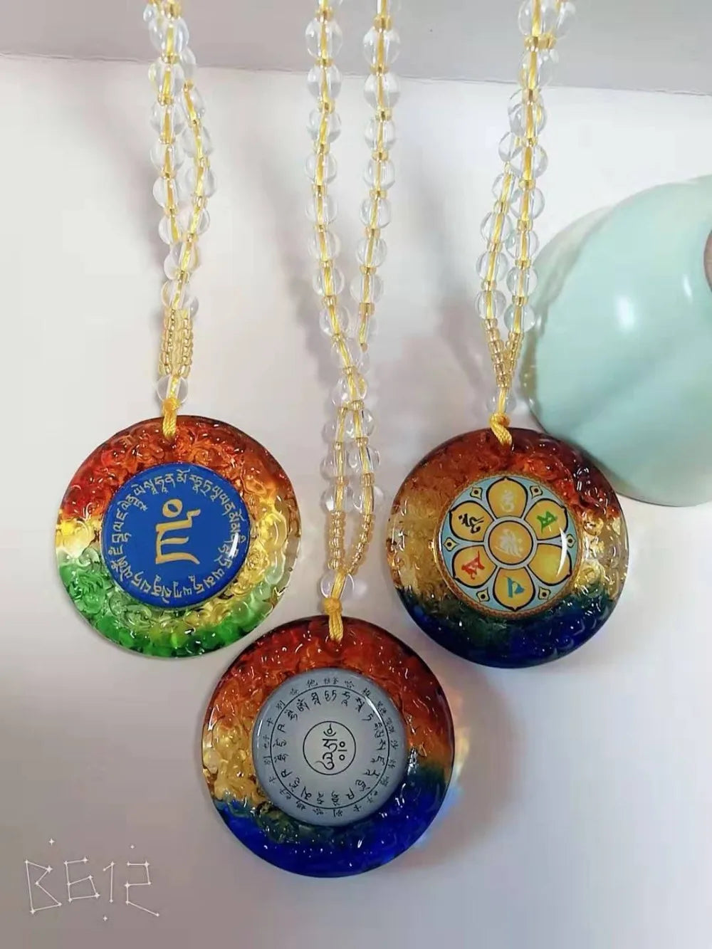 3PCS GIFT Pocket travel efficacious the Buddha Guanyin Bodhisattva talisman Om mani padme hum Mantra Crystal Pendant Amulet