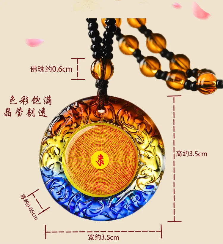 3PCS GOOD  Buddhist supplies Greco-Buddhist pocket travel efficacious Mascot # Om Mani Padme Hum Mantra Crystal Pendant Amulet