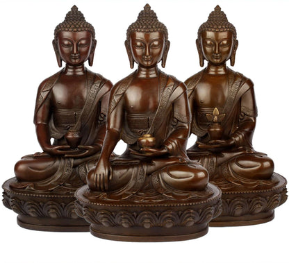 3PCS # GOOD figure of Buddha HOME Talisman Protection Buddhism Tantra Phra Sompo Sambo Medicine Buddha Shakyamuni brass statue