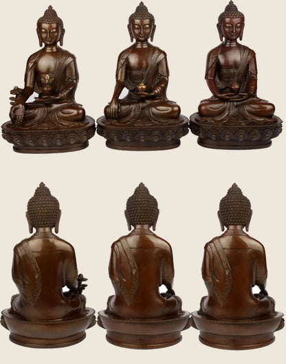 3PCS # GOOD figure of Buddha HOME Talisman Protection Buddhism Tantra Phra Sompo Sambo Medicine Buddha Shakyamuni brass statue