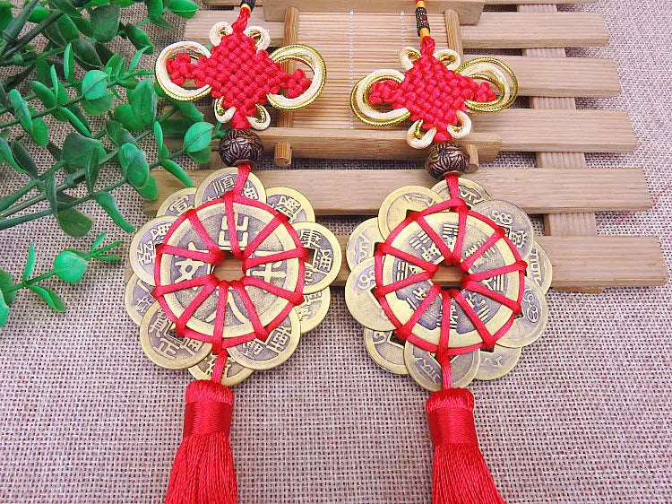 3PCS HOME Courtyard lobby living room FENG SHUI talisman exorcise evil spirits 10 Emperor money Safety buckle Hanging ornament