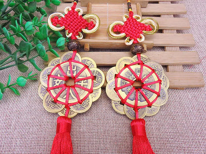 3PCS HOME Courtyard lobby living room FENG SHUI talisman exorcise evil spirits 10 Emperor money Safety buckle Hanging ornament