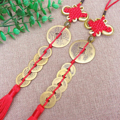 3PCS HOME Courtyard lobby living room FENG SHUI talisman exorcise evil spirits 5 Emperor money Safety buckle Hanging ornament