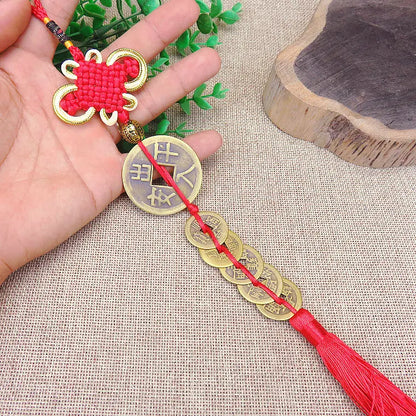 3PCS HOME Courtyard lobby living room FENG SHUI talisman exorcise evil spirits 5 Emperor money Safety buckle Hanging ornament