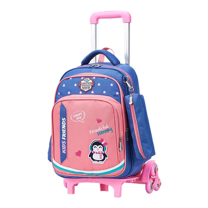 3PCS/SET kids climb stairs luggage school bag On wheels students knapsack girl boy suitcase 6-10 years Children travel backpack
