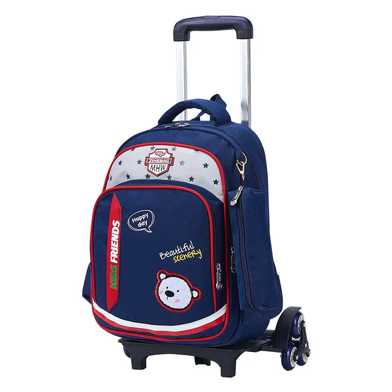3PCS/SET kids climb stairs luggage school bag On wheels students knapsack girl boy suitcase 6-10 years Children travel backpack