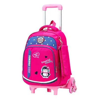 3PCS/SET kids climb stairs luggage school bag On wheels students knapsack girl boy suitcase 6-10 years Children travel backpack
