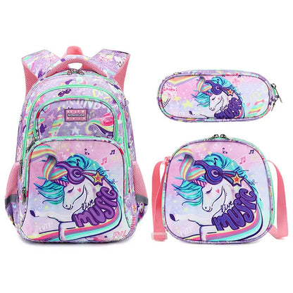 3Pcs Boys Dinosaur School Bag For Girls Student Backpack Set with Lunch Box Pencil Case, School Book Bag for Kids