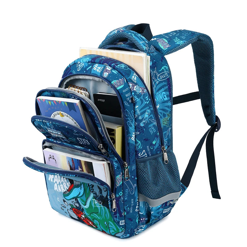 3Pcs Boys Dinosaur School Bag For Girls Student Backpack Set with Lunch Box Pencil Case, School Book Bag for Kids