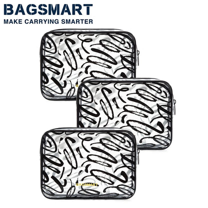 3Pcs Clear Toiletry Bag BAGSMART TSA Travel Toiletry Bag Travel Accessories Bag Water Repellent Makeup Cosmetic Bag for Women