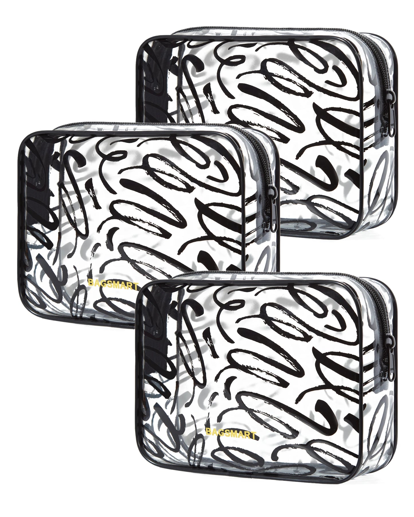 3Pcs Clear Toiletry Bag BAGSMART TSA Travel Toiletry Bag Travel Accessories Bag Water Repellent Makeup Cosmetic Bag for Women