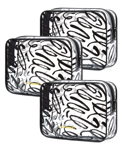 3Pcs Clear Toiletry Bag BAGSMART TSA Travel Toiletry Bag Travel Accessories Bag Water Repellent Makeup Cosmetic Bag for Women