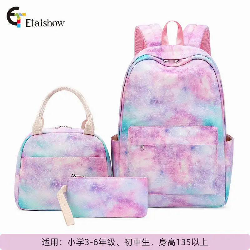 3Pcs/Set Schoolbag Backpack Colorful Bag Boys Girls School bags Teenager with Lunch Bag Travel Mochilas