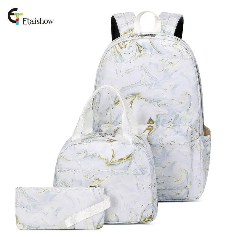 3Pcs/Set Schoolbag Backpack Colorful Bag Boys Girls School bags Teenager with Lunch Bag Travel Mochilas