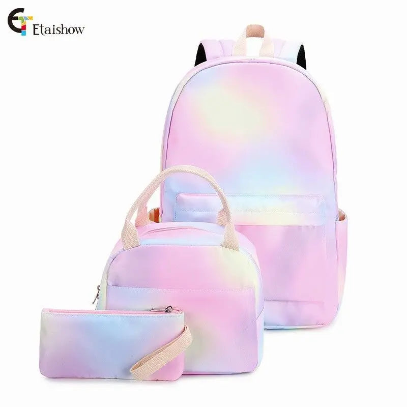 3Pcs/Set Schoolbag Backpack Colorful Bag Boys Girls School bags Teenager with Lunch Bag Travel Mochilas