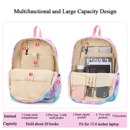 3Pcs/Set Schoolbag Backpack Colorful Bag Boys Girls School bags Teenager with Lunch Bag Travel Mochilas