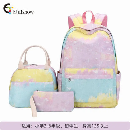 3Pcs/Set Schoolbag Backpack Colorful Bag Boys Girls School bags Teenager with Lunch Bag Travel Mochilas