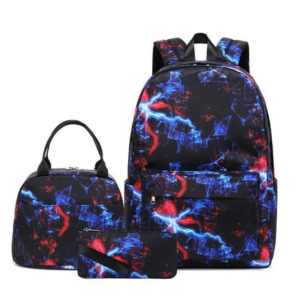 3Pcs/Set Schoolbag Backpack Colorful Bag Boys Girls School bags Teenager with Lunch Bag Travel Mochilas