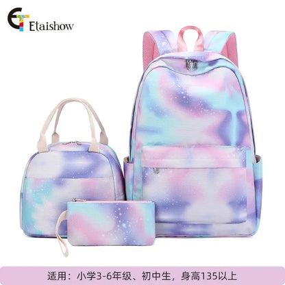 3Pcs/Set Schoolbag Backpack Colorful Bag Boys Girls School bags Teenager with Lunch Bag Travel Mochilas