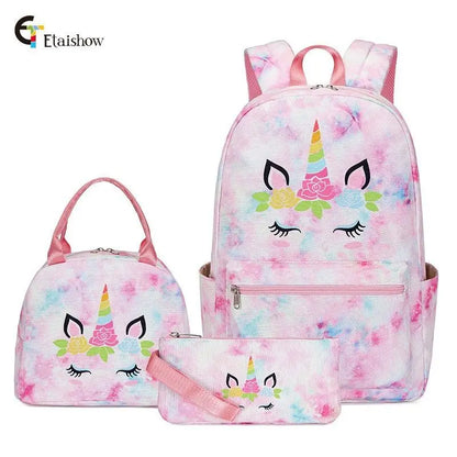 3Pcs/Set Schoolbag Backpack Colorful Bag Boys Girls School bags Teenager with Lunch Bag Travel Mochilas