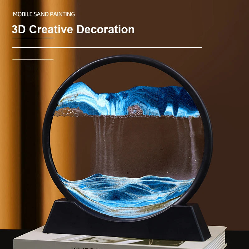 3d Hourglass Deep Sea Sandscape Artistic Round Glass Quicksand Painting Dynamic Hourglass Moving Sand Art Home Decor Decoration