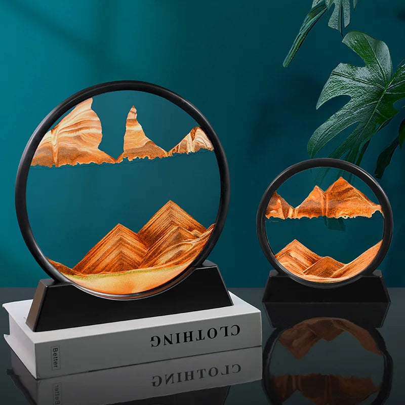 3d Hourglass Deep Sea Sandscape Artistic Round Glass Quicksand Painting Dynamic Hourglass Moving Sand Art Home Decor Decoration
