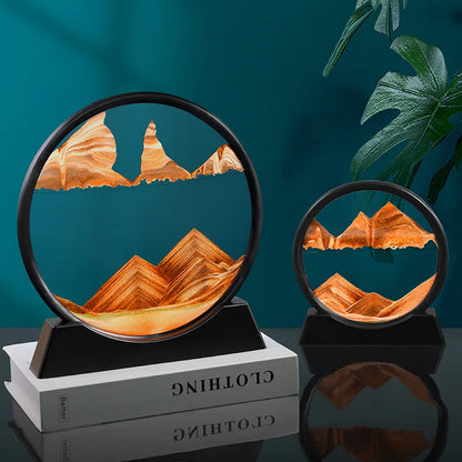 3d Hourglass Deep Sea Sandscape Artistic Round Glass Quicksand Painting Dynamic Hourglass Moving Sand Art Home Decor Decoration