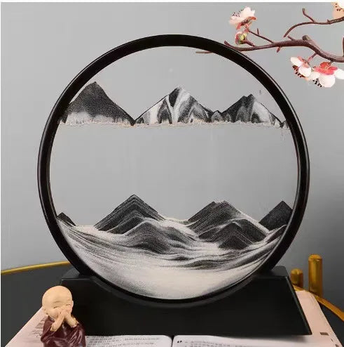 3d Hourglass Deep Sea Sandscape Artistic Round Glass Quicksand Painting Dynamic Hourglass Moving Sand Art Home Decor Decoration