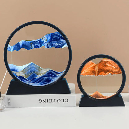3d Hourglass Deep Sea Sandscape Artistic Round Glass Quicksand Painting Dynamic Hourglass Moving Sand Art Home Decor Decoration