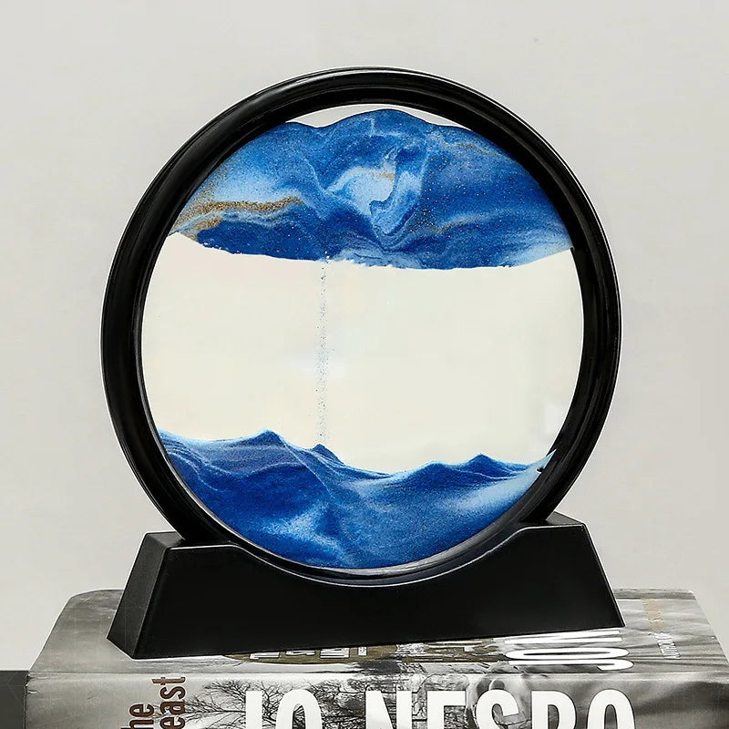 3d Hourglass Deep Sea Sandscape Artistic Round Glass Quicksand Painting Dynamic Hourglass Moving Sand Art Home Decor Decoration