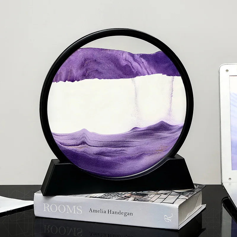 3d Hourglass Deep Sea Sandscape Artistic Round Glass Quicksand Painting Dynamic Hourglass Moving Sand Art Home Decor Decoration