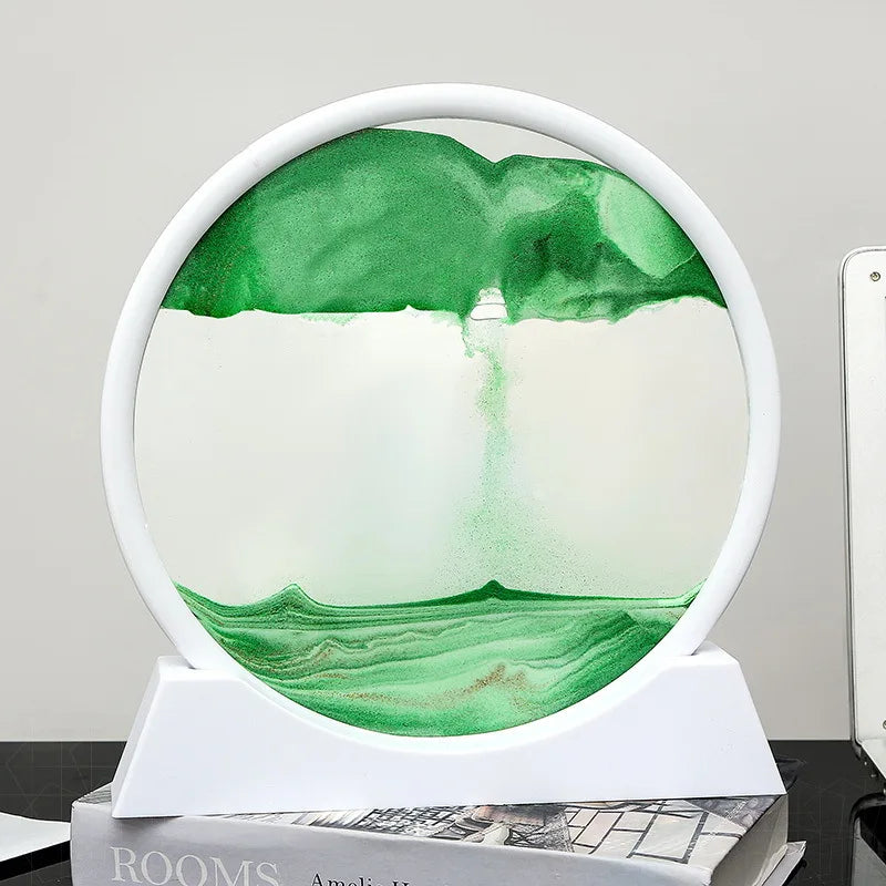 3d Hourglass Deep Sea Sandscape Artistic Round Glass Quicksand Painting Dynamic Hourglass Moving Sand Art Home Decor Decoration