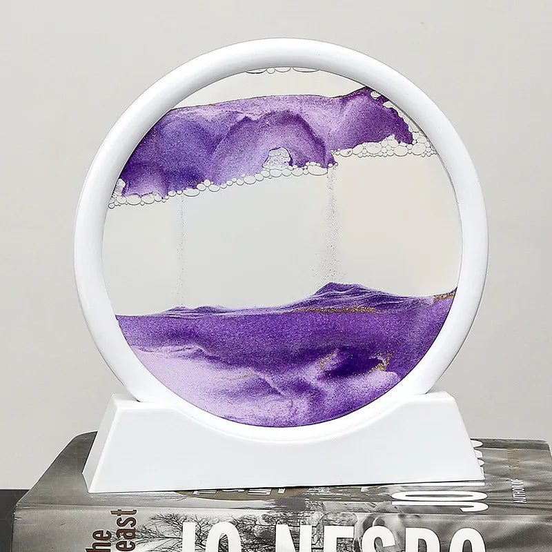 3d Hourglass Deep Sea Sandscape Artistic Round Glass Quicksand Painting Dynamic Hourglass Moving Sand Art Home Decor Decoration