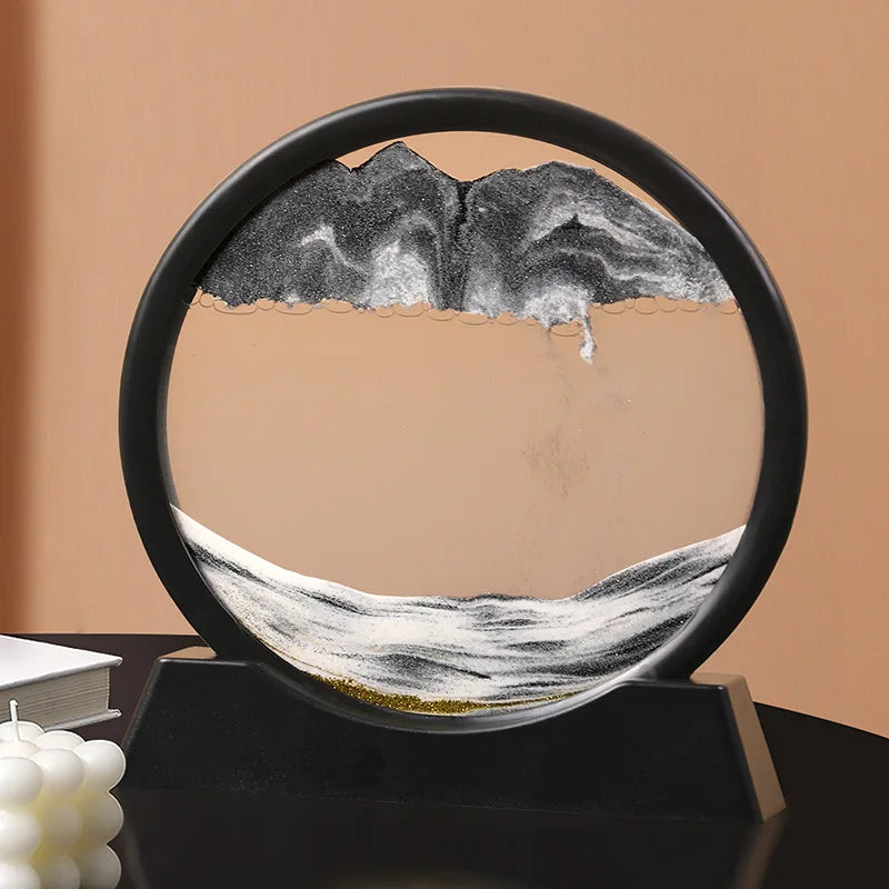3d Hourglass Deep Sea Sandscape Artistic Round Glass Quicksand Painting Dynamic Hourglass Moving Sand Art Home Decor Decoration