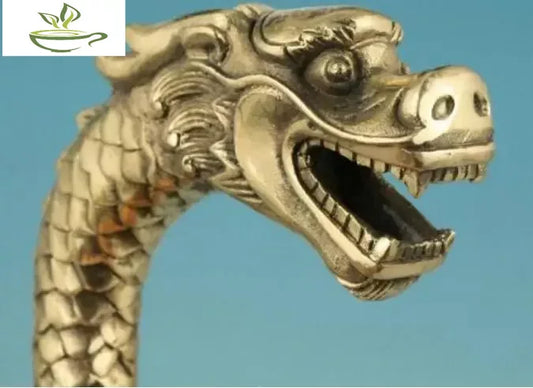 Copper Statue 100% bronze Pure Copper Brass Grandpa Good Lucky Chinese Old Handmade Carved Dragon Statue Cane Walking Stick