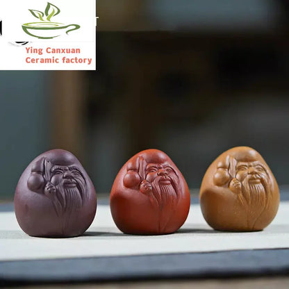 Character Model Statue Ornaments Chinese Yixing Purple Clay Tea Pet Handmade Sculpture Crafts Desktop Tea Set Decoration Art