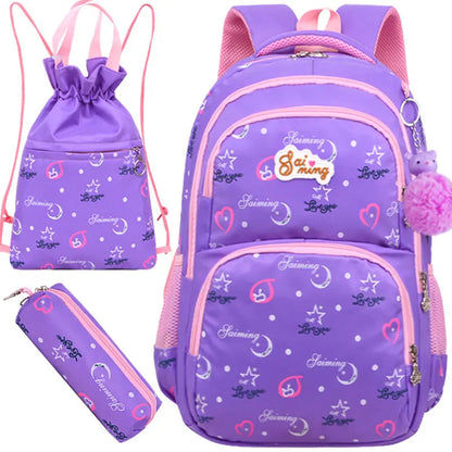 3pc/set School Backpack Bag Printing Students schoolbag Nylon school bags for teenage girls Purse Mochila shoulder bags Backpack