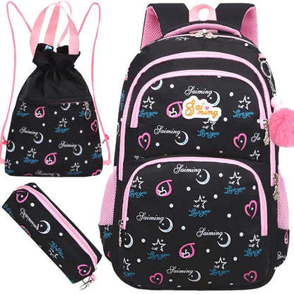 3pc/set School Backpack Bag Printing Students schoolbag Nylon school bags for teenage girls Purse Mochila shoulder bags Backpack