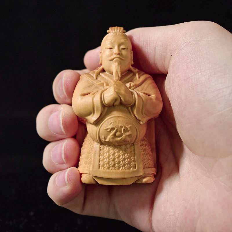 3pcs 10cm Liu Bei Guan Yu Zhang Fei Three Brothers Sculpture Boxwood Figure Chinese Three Kingdoms Solid Wood Statue Home Decor