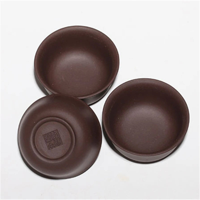 3pcs. 40cc tea cup Upscale authentic yixing zisha handmade cup of tea hand carved cup real yixing zisha purple clay tea cups
