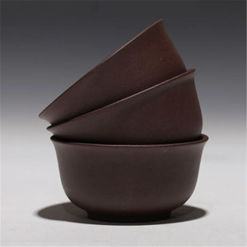 3pcs. 40cc tea cup Upscale authentic yixing zisha handmade cup of tea hand carved cup real yixing zisha purple clay tea cups