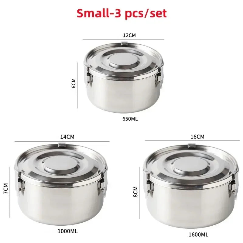3pcs/5pcs 304 Stainlesss Steel Leak Proof outdoor Picnic Box Set Lunch Box with Lid Bento Box Food Storage Containers Tableware