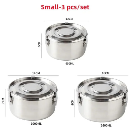 3pcs/5pcs 304 Stainlesss Steel Leak Proof outdoor Picnic Box Set Lunch Box with Lid Bento Box Food Storage Containers Tableware