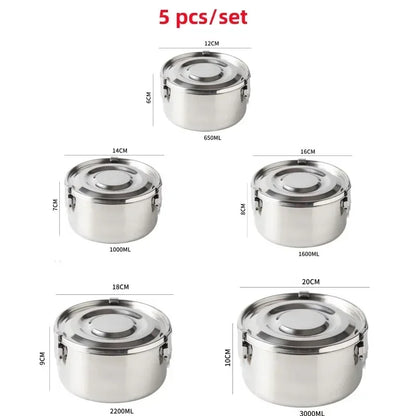3pcs/5pcs 304 Stainlesss Steel Leak Proof outdoor Picnic Box Set Lunch Box with Lid Bento Box Food Storage Containers Tableware