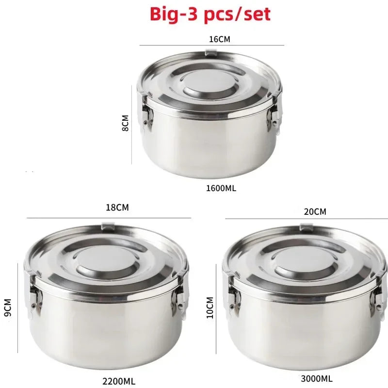 3pcs/5pcs 304 Stainlesss Steel Leak Proof outdoor Picnic Box Set Lunch Box with Lid Bento Box Food Storage Containers Tableware