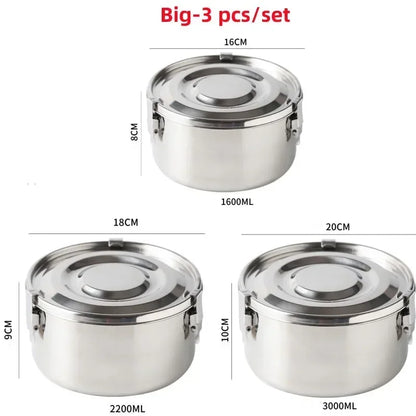 3pcs/5pcs 304 Stainlesss Steel Leak Proof outdoor Picnic Box Set Lunch Box with Lid Bento Box Food Storage Containers Tableware