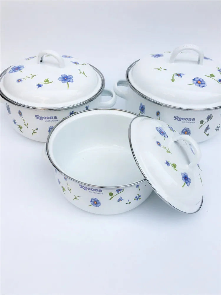 3pcs ENAMEL UTENSIL CERAMIC 1-2L CASSEROLE SAUCEPAN MINI COOKING PAN COOKING POT SOUP COOKER
