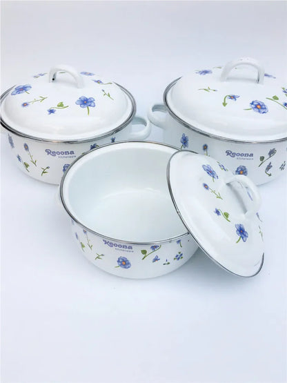 3pcs ENAMEL UTENSIL CERAMIC 1-2L CASSEROLE SAUCEPAN MINI COOKING PAN COOKING POT SOUP COOKER