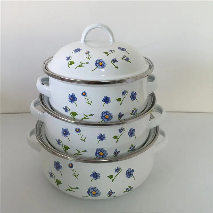 3pcs ENAMEL UTENSIL CERAMIC 1-2L CASSEROLE SAUCEPAN MINI COOKING PAN COOKING POT SOUP COOKER